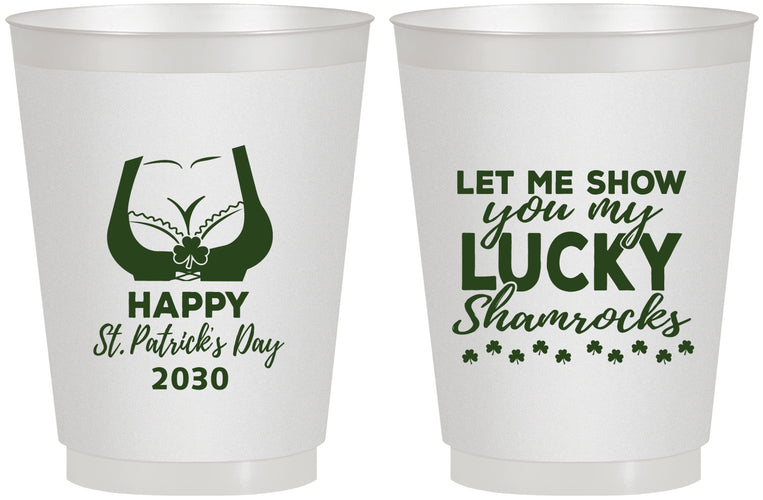 Personalized St Patricks Day 16 oz Frosted Cups - Shamrocks | 200015