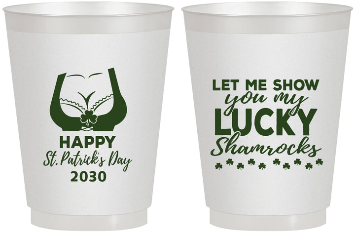 Personalized St Patricks Day 16 oz Frosted Cups - Shamrocks | 200015