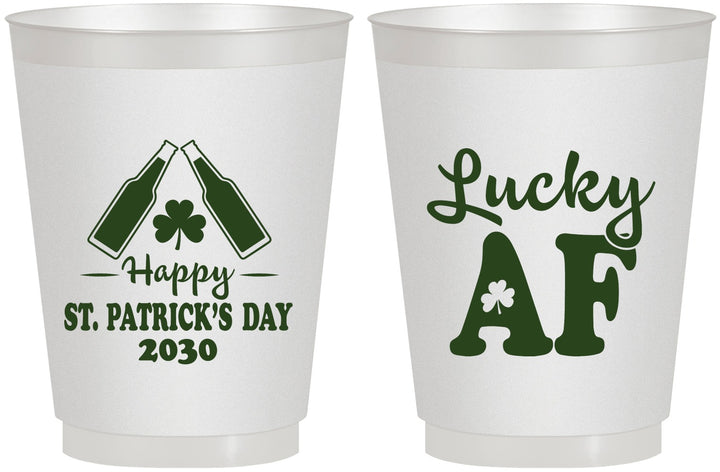 Personalized St Patricks Day 16 oz Frosted Cups - Lucky Af | 200017