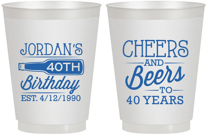 Personalized Birthday 16 oz Frosted Cups - Cheers Beers To 40 Years | 20002