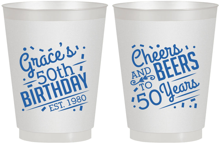 Personalized Birthday 16 oz Frosted Cups - Cheers Beers To 50 Years | 20003