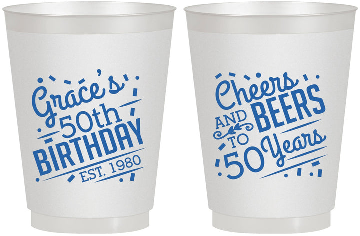 Personalized Birthday 16 oz Frosted Cups - Cheers Beers To 50 Years | 20003