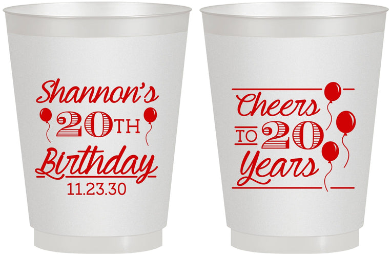 Personalized Birthday 16 oz Frosted Cups - Cheers To 20 Years | 20004