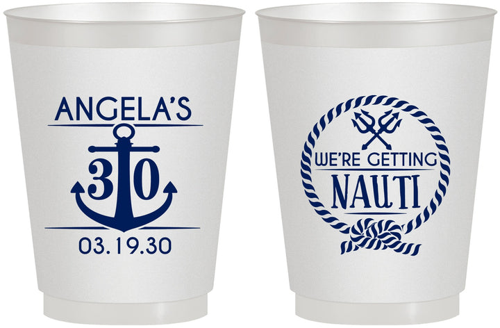 Personalized Birthday 16 oz Frosted Cups - 30th Nautical | 20010