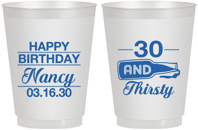 Personalized Birthday 16 oz Frosted Cups - 30 And Thirsty | 20014