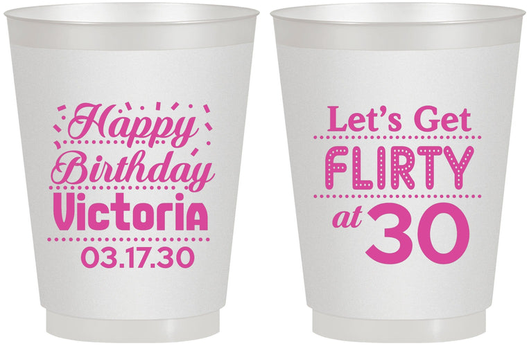 Personalized Birthday 16 oz Frosted Cups - Flirty At 30 | 20015