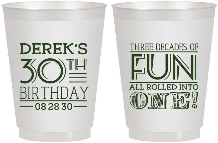 Personalized Birthday 16 oz Frosted Cups - 30th Three Decades Of Fun | 20020