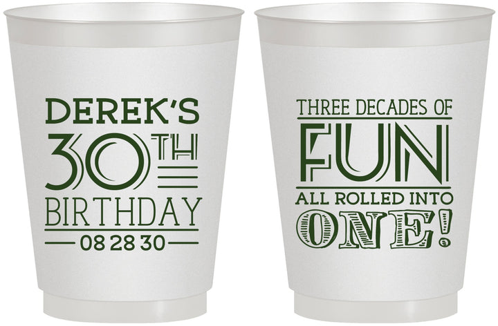 Personalized Birthday 16 oz Frosted Cups - 30th Three Decades Of Fun | 20020