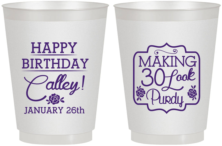 Personalized Birthday 16 oz Frosted Cups - 30 Look Purdy | 20022