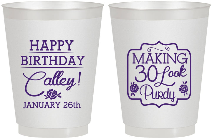 Personalized Birthday 16 oz Frosted Cups - 30 Look Purdy | 20022
