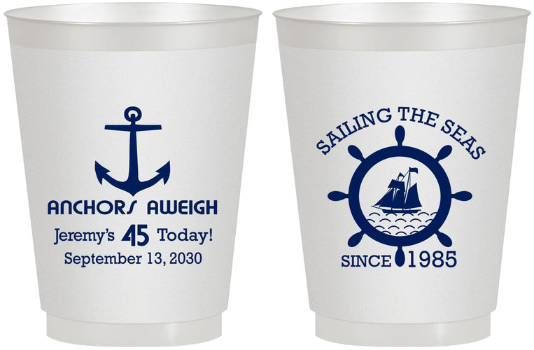 Personalized Birthday 16 oz Frosted Cups - 45th Nautical | 20023