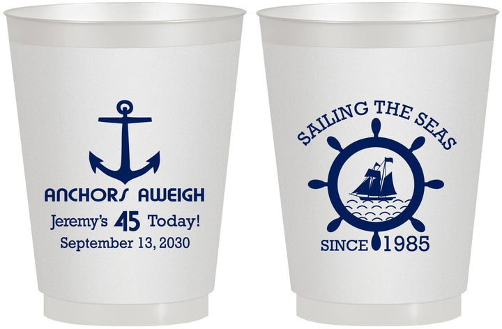 Personalized Birthday 16 oz Frosted Cups - 45th Nautical | 20023