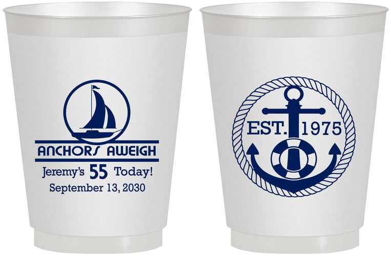 Personalized Birthday 16 oz Frosted Cups - 55th Nautical | 20025