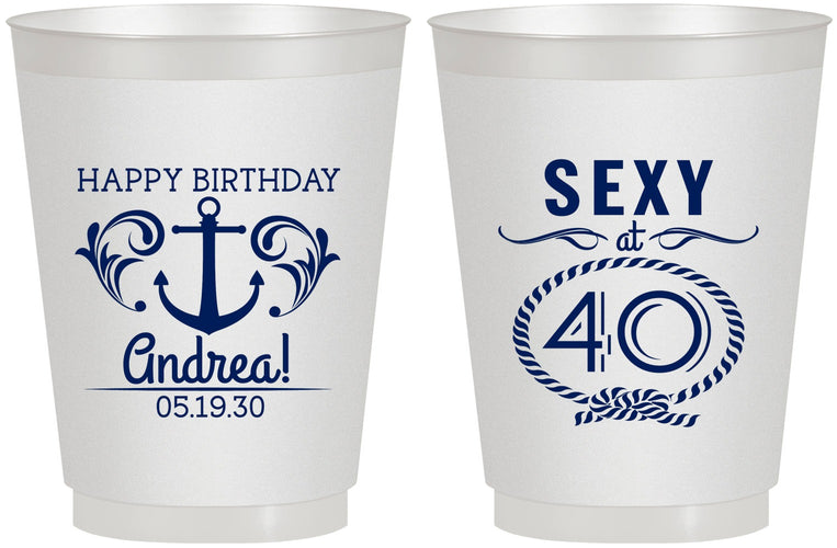 Personalized Birthday 16 oz Frosted Cups - Sexy At 40 | 20027