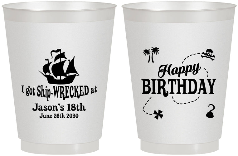 Personalized Birthday 16 oz Frosted Cups - 18th Shipwrecked | 20028