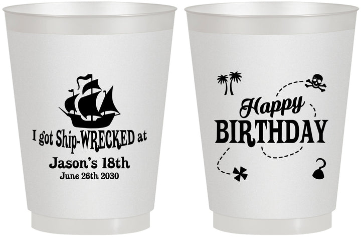Personalized Birthday 16 oz Frosted Cups - 18th Shipwrecked | 20028
