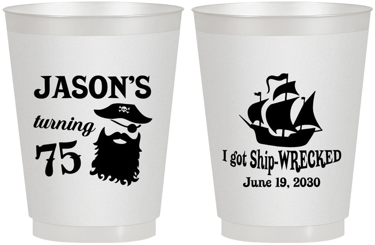 Personalized Birthday 16 oz Frosted Cups - 75th Shipwrecked | 20029