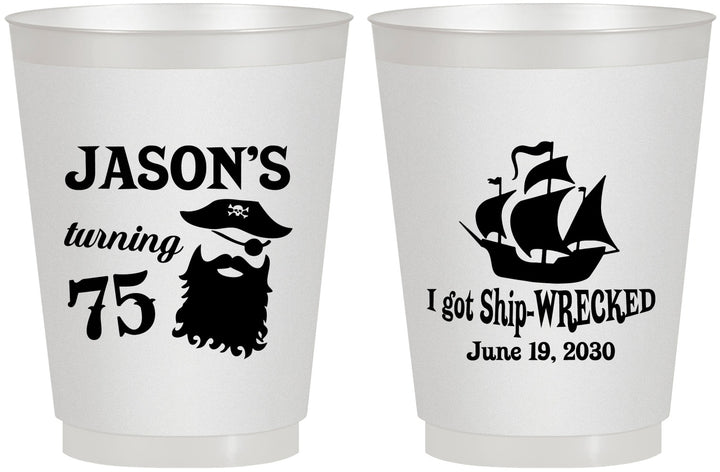 Personalized Birthday 16 oz Frosted Cups - 75th Shipwrecked | 20029