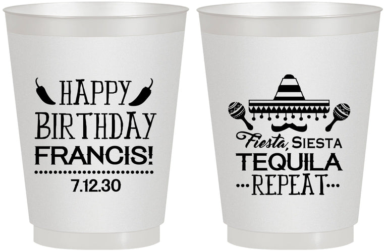 Personalized Birthday 16 oz Frosted Cups - Fiesta Siesta Tequila | 20030
