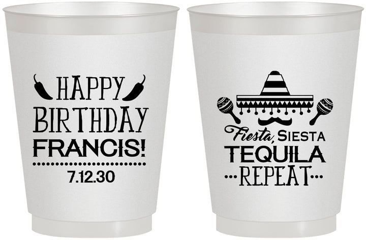 Personalized Birthday 16 oz Frosted Cups - Fiesta Siesta Tequila | 20030