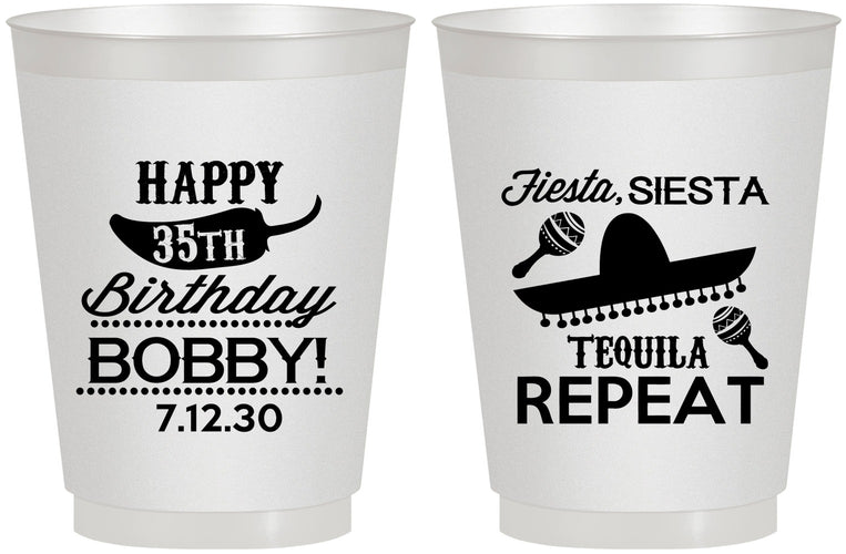 Personalized Birthday 16 oz Frosted Cups - 35th Fiesta Siesta Tequila | 20031