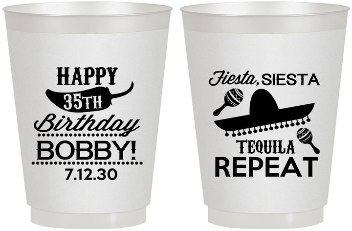 Personalized Birthday 16 oz Frosted Cups - 35th Fiesta Siesta Tequila | 20031