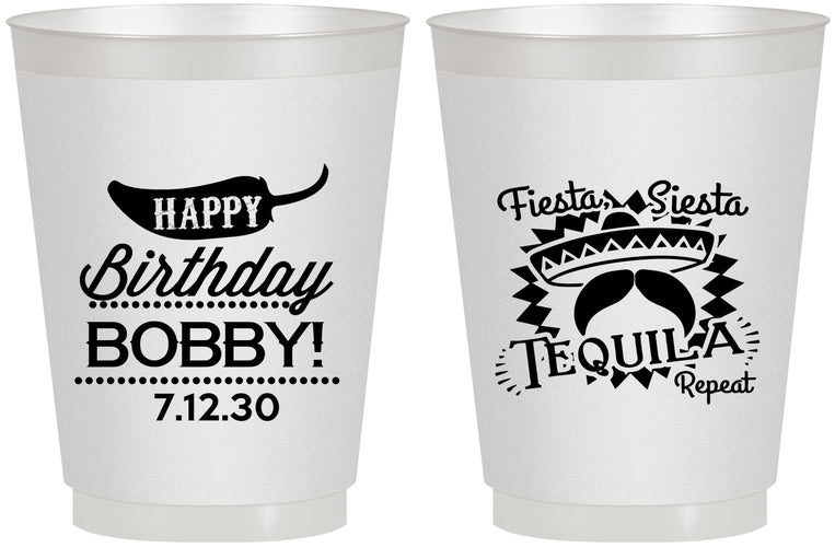 Personalized Birthday 16 oz Frosted Cups - Fiesta Siesta Tequila | 20032
