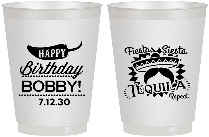 Personalized Birthday 16 oz Frosted Cups - Fiesta Siesta Tequila | 20032