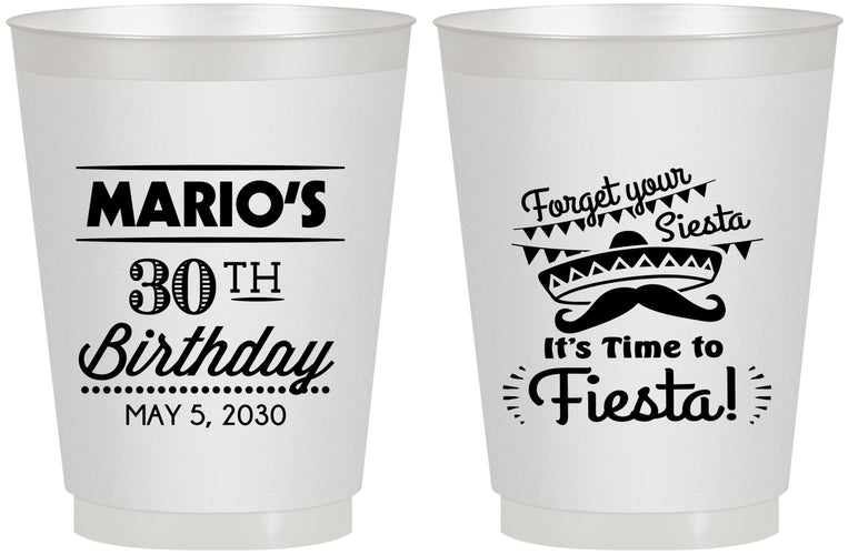 Personalized Birthday 16 oz Frosted Cups - 30th Fiesta | 20034