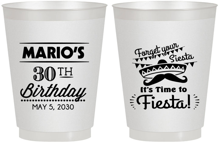 Personalized Birthday 16 oz Frosted Cups - 30th Fiesta | 20034