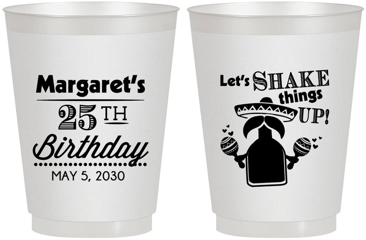 Personalized Birthday 16 oz Frosted Cups - 25th Fiesta | 20035