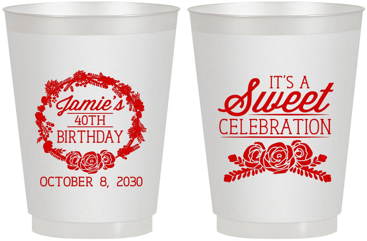 Personalized Birthday 16 oz Frosted Cups - 40th | 20040