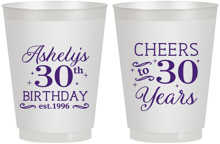 Personalized Birthday 16 oz Frosted Cups - Cheers To 30 Years | 20041