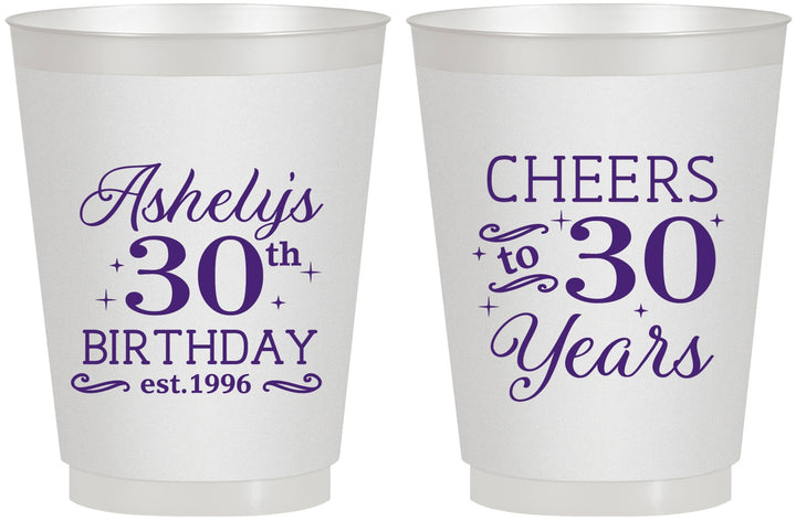 Personalized Birthday 16 oz Frosted Cups - Cheers To 30 Years | 20041