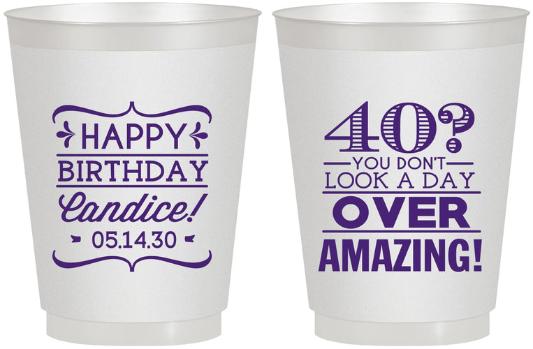 Personalized Birthday 16 oz Frosted Cups - 40th | 20044