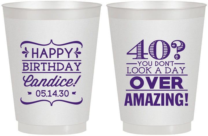 Personalized Birthday 16 oz Frosted Cups - 40th | 20044