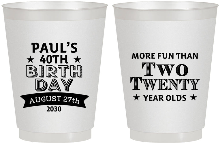 Personalized Birthday 16 oz Frosted Cups - 40th | 20045