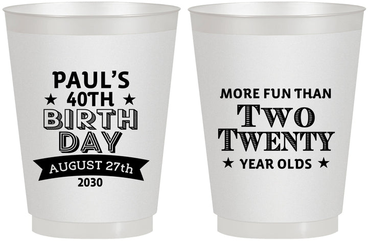 Personalized Birthday 16 oz Frosted Cups - 40th | 20045