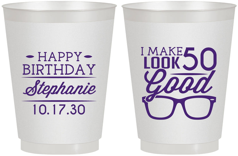 Personalized Birthday 16 oz Frosted Cups - 50th | 20049