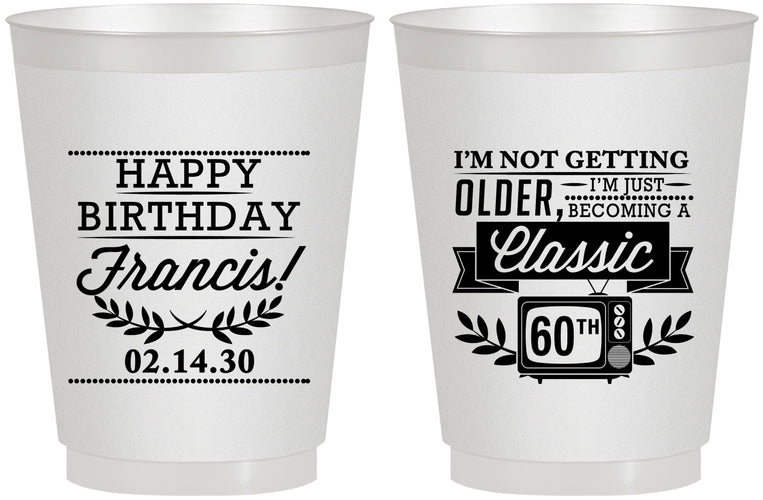 Personalized Birthday 16 oz Frosted Cups - 60th Classic Tv | 20057