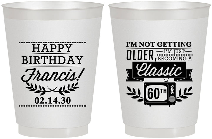 Personalized Birthday 16 oz Frosted Cups - 60th Classic Tv | 20057