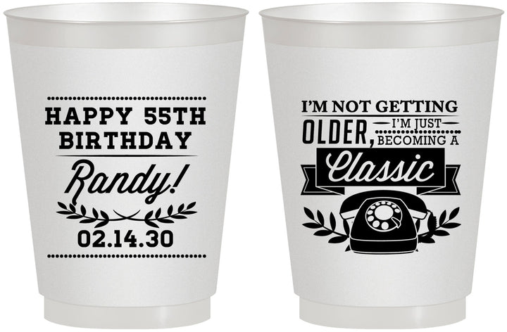 Personalized Birthday 16 oz Frosted Cups - 55th Classic Phone | 20058