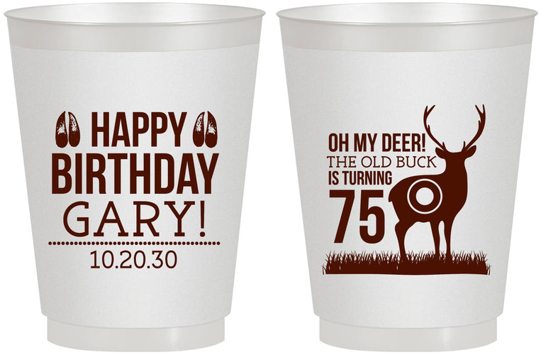 Personalized Birthday 16 oz Frosted Cups - 75th Hunting | 20063