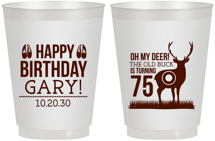 Personalized Birthday 16 oz Frosted Cups - 75th Hunting | 20063