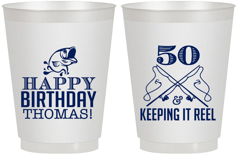 Personalized Birthday 16 oz Frosted Cups - 50th Keeping It Reel | 20066