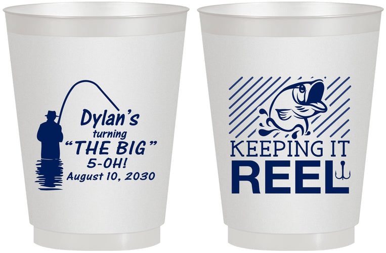 Personalized Birthday 16 oz Frosted Cups - 50th Keeping It Reel | 20067