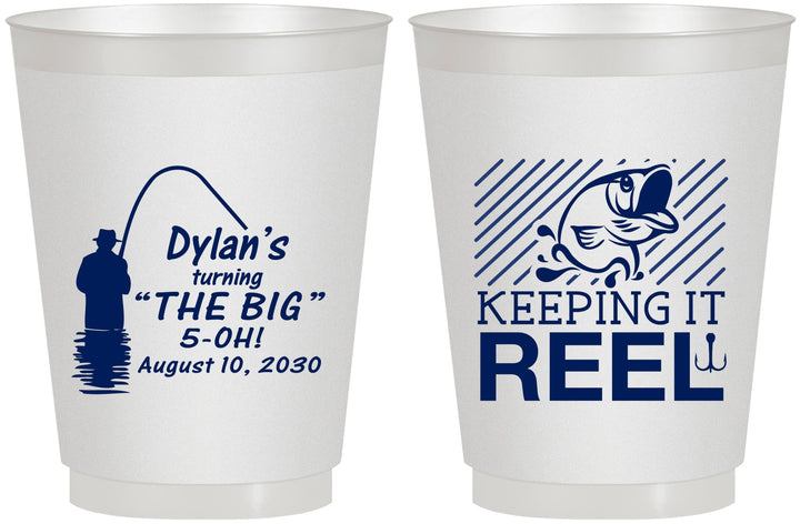 Personalized Birthday 16 oz Frosted Cups - 50th Keeping It Reel | 20067