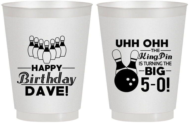 Personalized Birthday 16 oz Frosted Cups - 50th Bowing | 20071