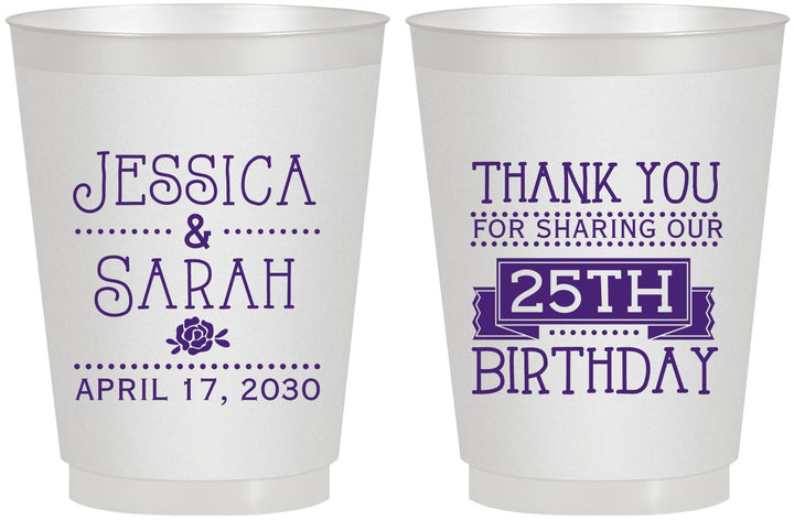 Personalized Birthday 16 oz Frosted Cups - 25th | 20075
