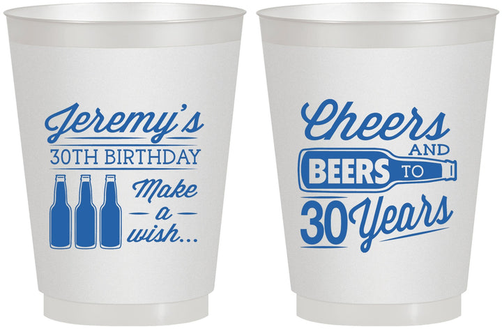 Personalized Birthday 16 oz Frosted Cups - Cheers Beers To 30 Years | 20076